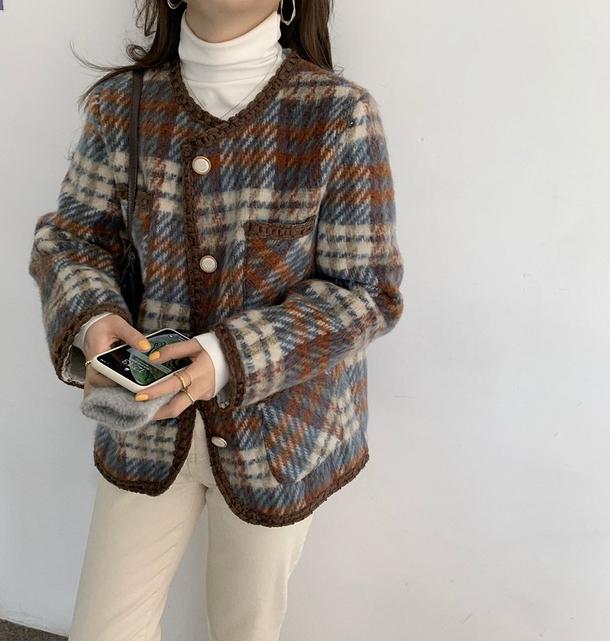 チェック柄ウールショートジャケット 4806-画像20-韓国ファッション通販POPREA［ポップリア］