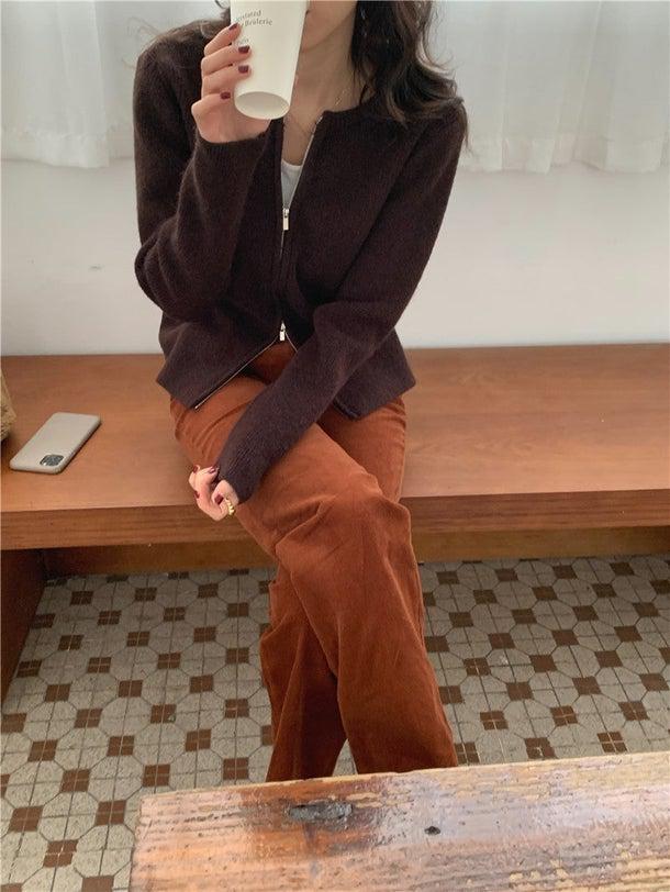 ラウンドネックジッパーカーディガン 4968-画像20-韓国ファッション通販POPREA［ポップリア］