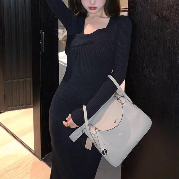 レイヤードネックリブニットワンピース 4847-画像21-韓国ファッション通販POPREA［ポップリア］