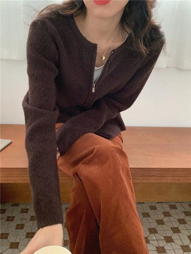 ラウンドネックジッパーカーディガン 4968-画像21-韓国ファッション通販POPREA［ポップリア］