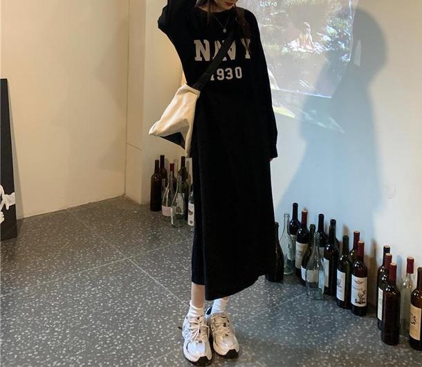 ロゴプリントトレーナーワンピース 4688-画像22-韓国ファッション通販POPREA［ポップリア］