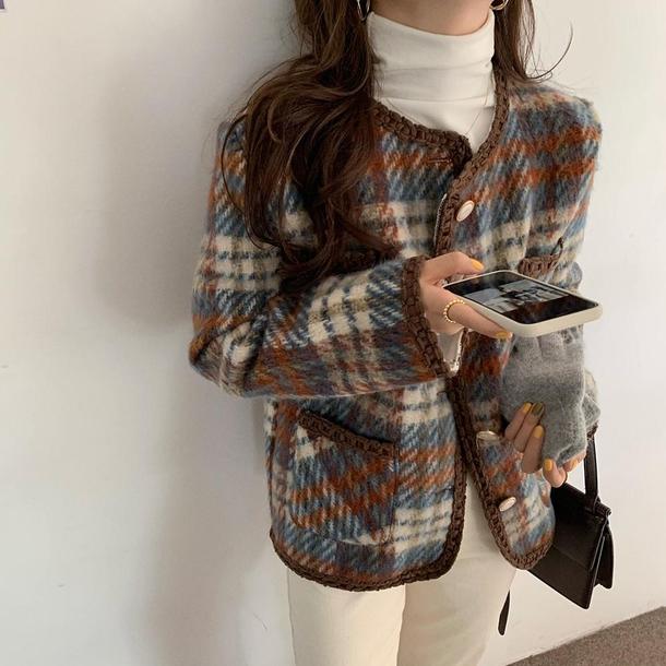 チェック柄ウールショートジャケット 4806-画像23-韓国ファッション通販POPREA［ポップリア］