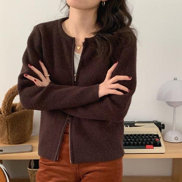 ラウンドネックジッパーカーディガン 4968-画像23-韓国ファッション通販POPREA［ポップリア］