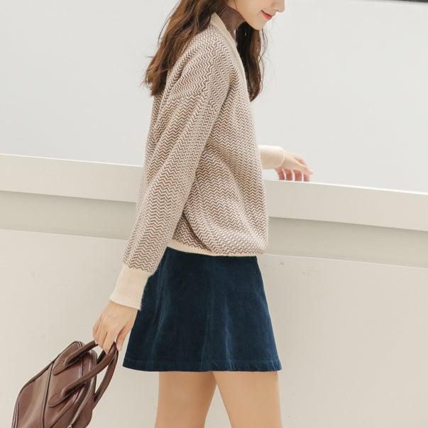 ヘリンボーン柄ハイネックレイヤードニット 4957-画像23-韓国ファッション通販POPREA［ポップリア］