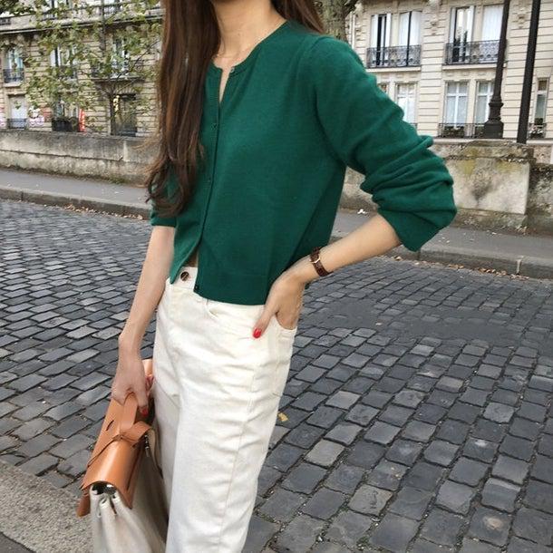 ラウンドネックショートカーディガン 4972-画像23-韓国ファッション通販POPREA［ポップリア］