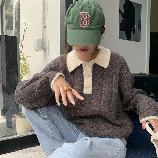 ルーズポロニット 4976-画像24-韓国ファッション通販POPREA［ポップリア］