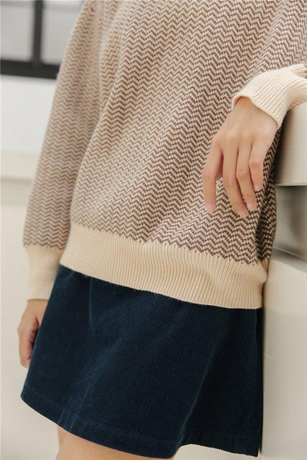 ヘリンボーン柄ハイネックレイヤードニット 4957-画像24-韓国ファッション通販POPREA［ポップリア］