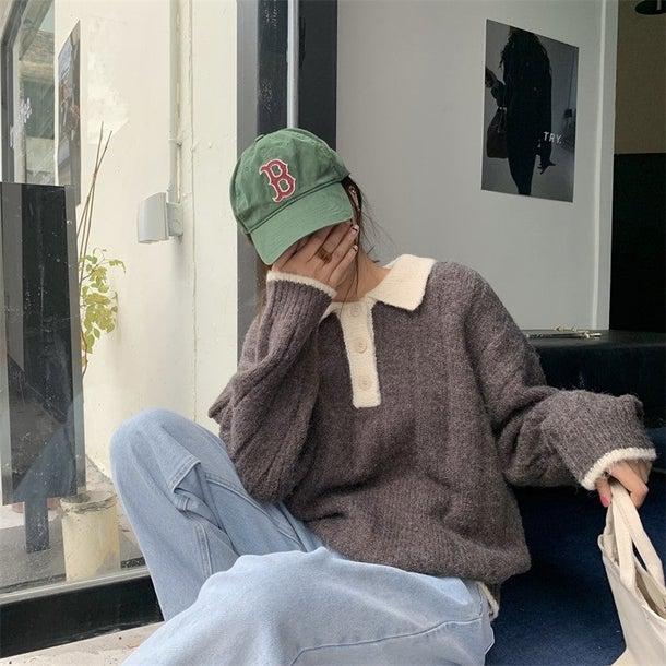 ルーズポロニット 4976-画像25-韓国ファッション通販POPREA［ポップリア］