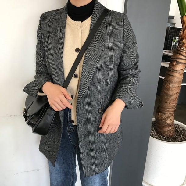 グレンチェックテーラードジャケット 4971-画像26-韓国ファッション通販POPREA［ポップリア］