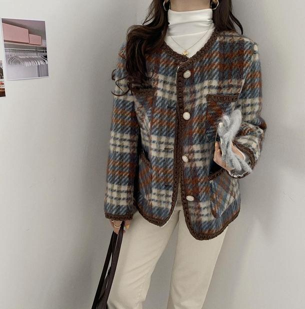 チェック柄ウールショートジャケット 4806-画像27-韓国ファッション通販POPREA［ポップリア］