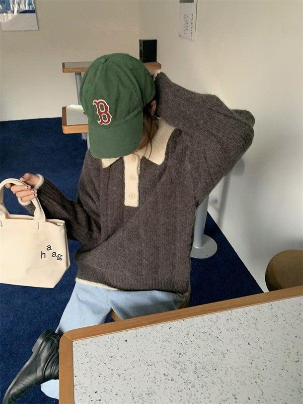 ルーズポロニット 4976-画像28-韓国ファッション通販POPREA［ポップリア］