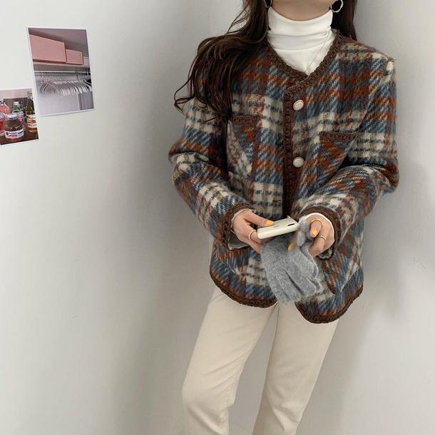 チェック柄ウールショートジャケット 4806-画像28-韓国ファッション通販POPREA［ポップリア］