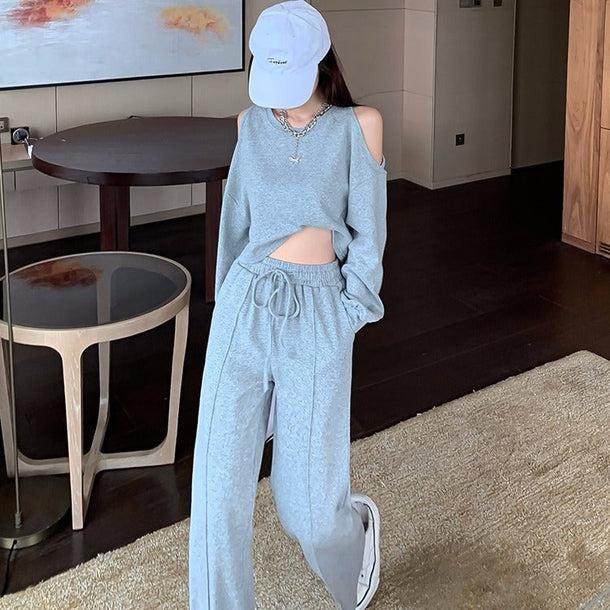 オフショルトレーナー＆パンツセット 5132-画像2-韓国ファッション通販POPREA［ポップリア］