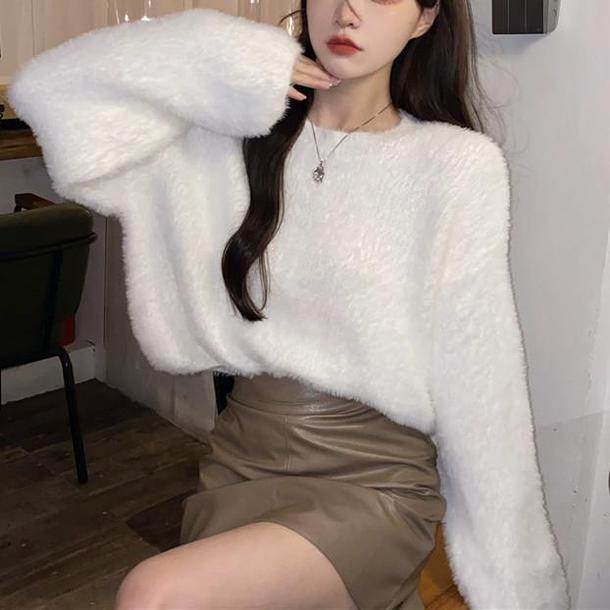 ショートウールニットトップス 4887-画像2-韓国ファッション通販POPREA［ポップリア］