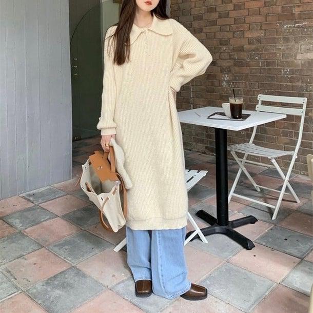 ワッフルミディニットワンピース 4933-画像2-韓国ファッション通販POPREA［ポップリア］