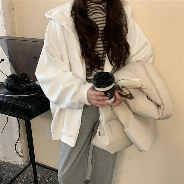 バックロゴルーズジップパーカー 4908-画像2-韓国ファッション通販POPREA［ポップリア］