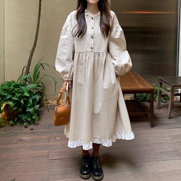 Aラインフリルワンピース 5086-画像2-韓国ファッション通販POPREA［ポップリア］