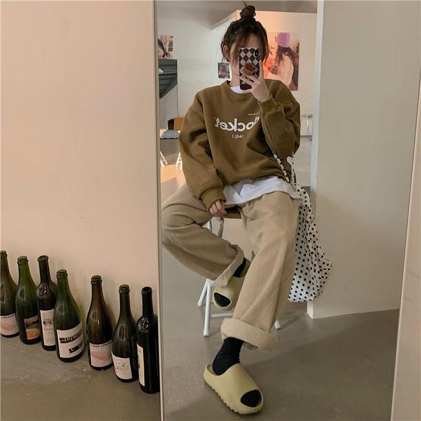 シンプルロゴルーズトレーナー 4854-画像2-韓国ファッション通販POPREA［ポップリア］