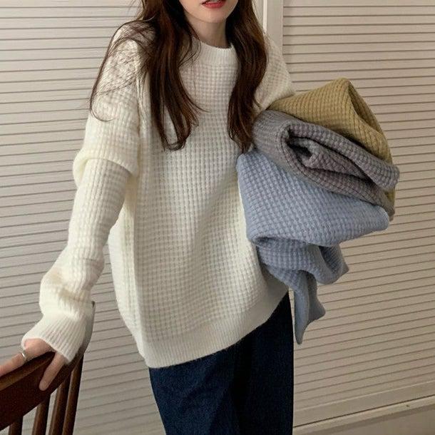 ワッフルベーシックプルオーバー 4958-画像2-韓国ファッション通販POPREA［ポップリア］