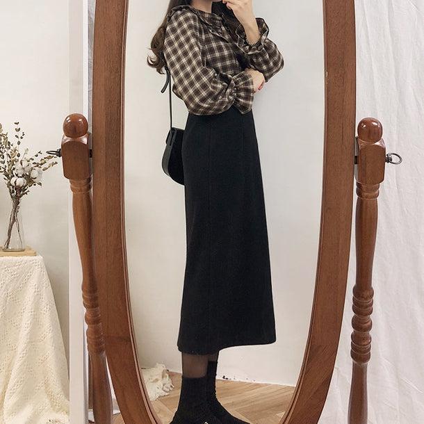 ブラックミディスカート 5026-画像2-POPREA