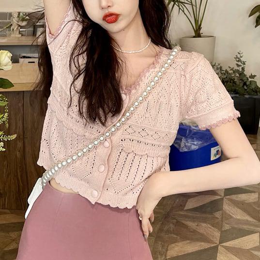 サマーニットキャンディーカラーカーディガン 5262-画像2-韓国ファッション通販POPREA［ポップリア］