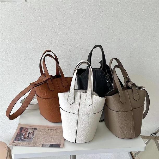 レザー調ポータブルバケットバッグ 4835-画像2-韓国ファッション通販POPREA［ポップリア］
