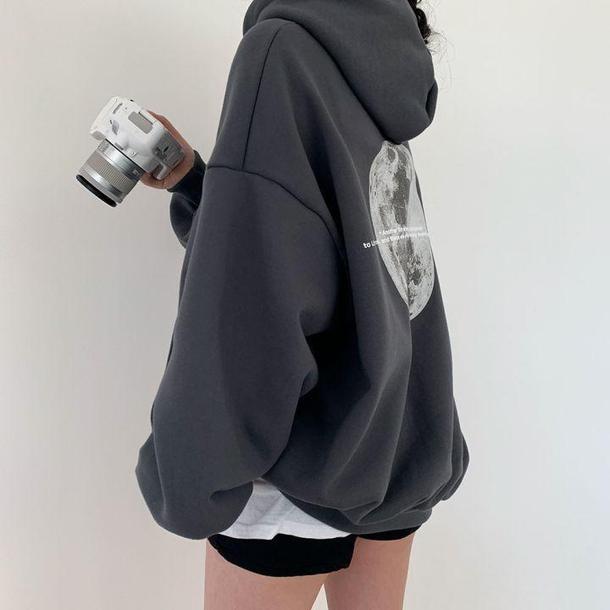 ムーンロゴオーバーパーカ 4926-画像2-韓国ファッション通販POPREA［ポップリア］