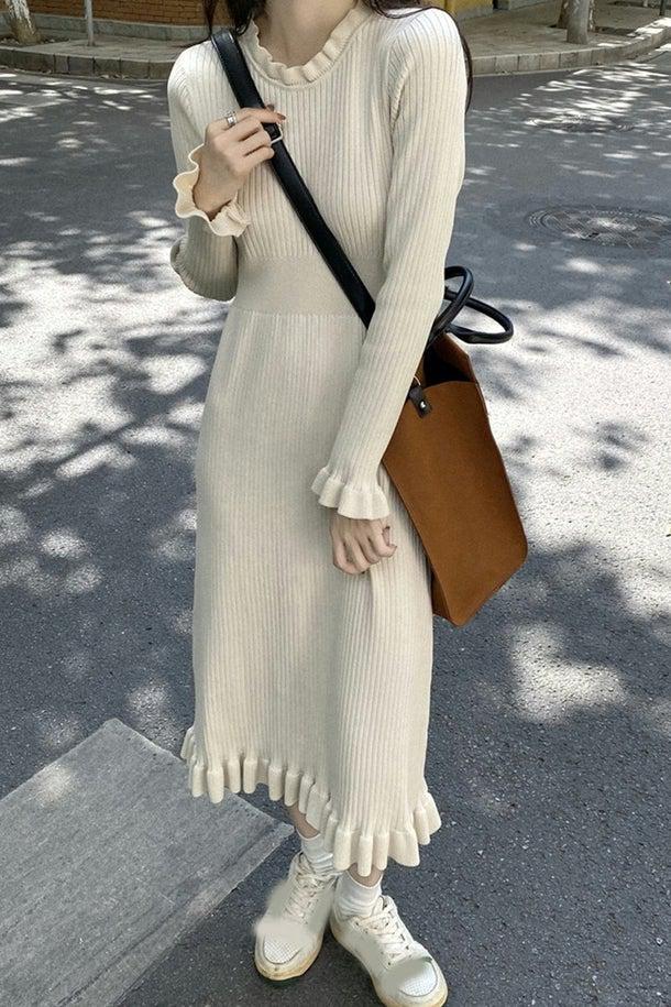 リブニットスリムワンピース 4936-画像2-韓国ファッション通販POPREA［ポップリア］