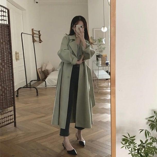 ラペルレディロングコート 4932-画像2-韓国ファッション通販POPREA［ポップリア］