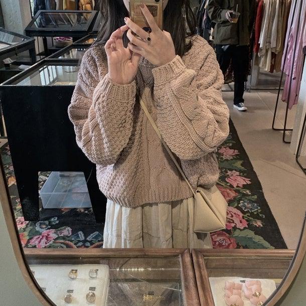 レトロツイストニットワンピースセット 4937-画像2-韓国ファッション通販POPREA［ポップリア］