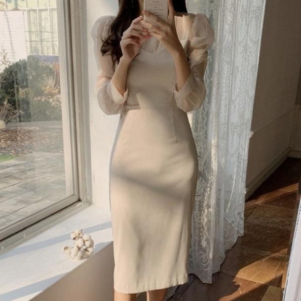 パフスリハイウエストドレスワンピ 5031-画像2-韓国ファッション通販POPREA［ポップリア］