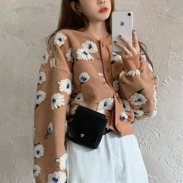 フラワーボアショートジャケット 4737-画像2-韓国ファッション通販POPREA［ポップリア］