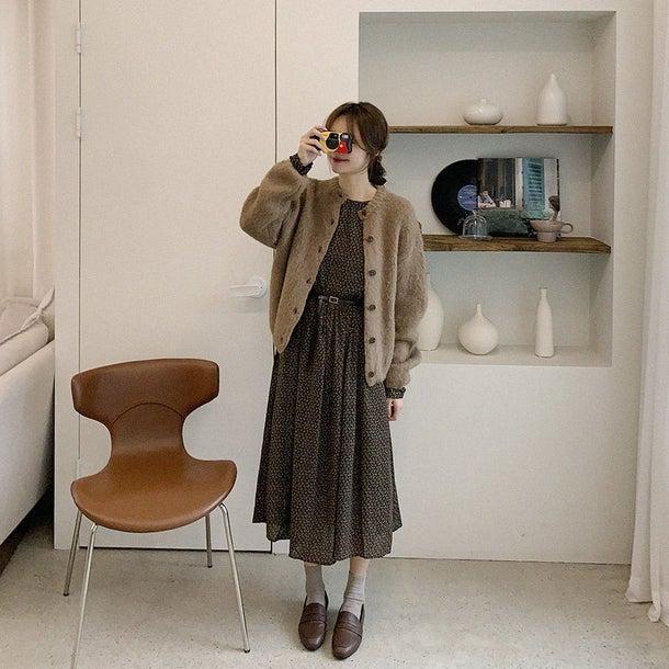ウールタッチカーディガンワンピースセット 4938-画像2-韓国ファッション通販POPREA［ポップリア］