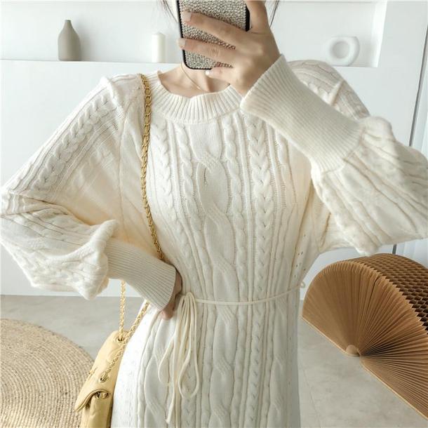 ツイストケーブルニットワンピ 4855-画像2-韓国ファッション通販POPREA［ポップリア］