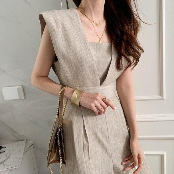 Vネックベーシックオールインワン 5177-画像2-韓国ファッション通販POPREA［ポップリア］