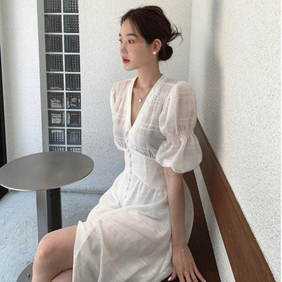 シアースリットロングドレス﻿﻿ 5804-画像2-韓国ファッション通販POPREA［ポップリア］