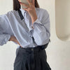 シンプルブルーストライプシャツ 5131-画像2-韓国ファッション通販POPREA［ポップリア］