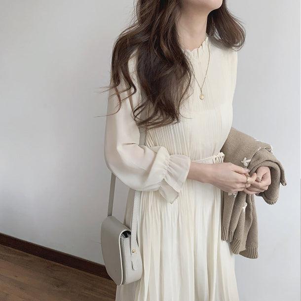 ギャザーシフォンワンピース 5107-画像2-韓国ファッション通販POPREA［ポップリア］