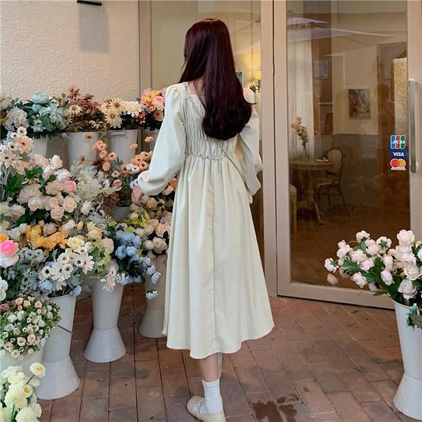 スクエアネックフランスワンピース 4876-画像2-韓国ファッション通販POPREA［ポップリア］