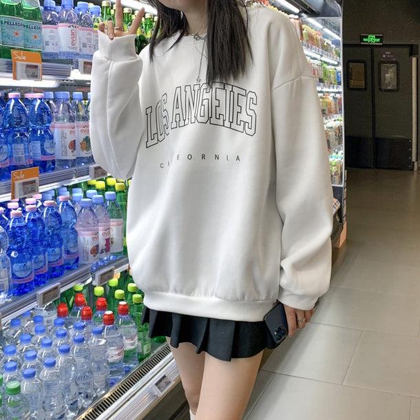 レタープリントルーズスウエット 5017-画像2-韓国ファッション通販POPREA［ポップリア］