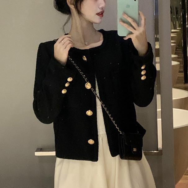 ゴールドボタンツイードショートジャケット 4778-画像2-韓国ファッション通販POPREA［ポップリア］