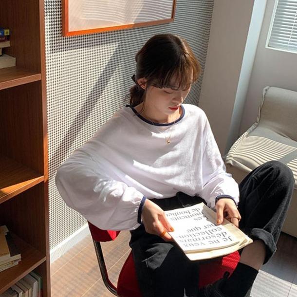 モノトーンカラー長袖トップス 4697-画像2-韓国ファッション通販POPREA［ポップリア］