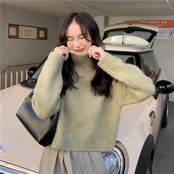 ベーシックタートルネックショートニット 4871-画像2-韓国ファッション通販POPREA［ポップリア］