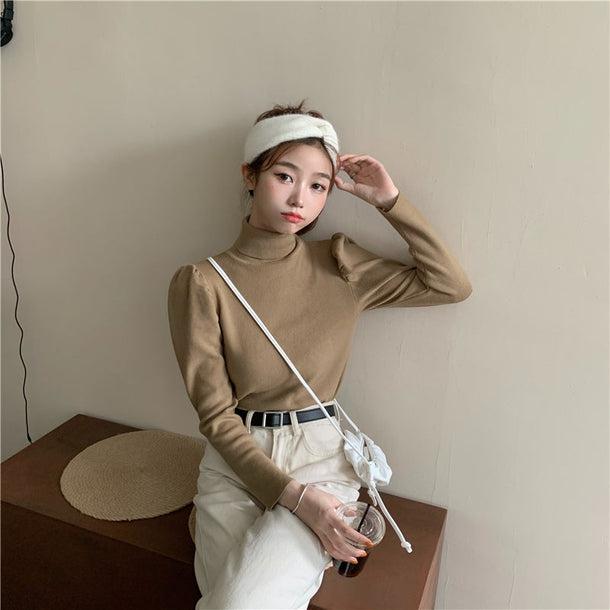 パフスリデザインニット 5024-画像2-韓国ファッション通販POPREA［ポップリア］