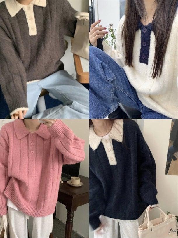 ルーズポロニット 4976-画像31-韓国ファッション通販POPREA［ポップリア］