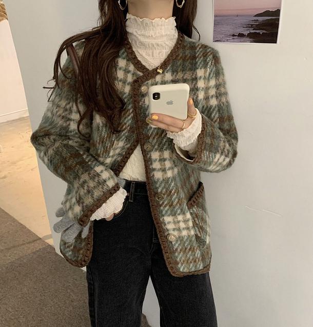 チェック柄ウールショートジャケット 4806-画像31-韓国ファッション通販POPREA［ポップリア］