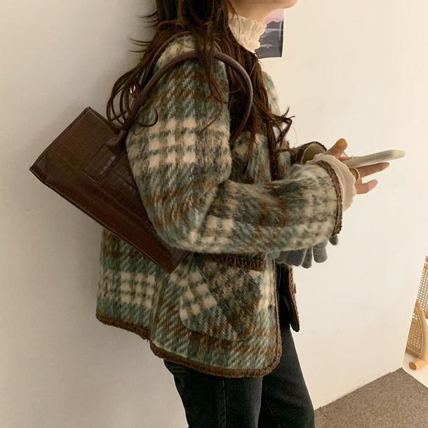 チェック柄ウールショートジャケット 4806-画像35-韓国ファッション通販POPREA［ポップリア］