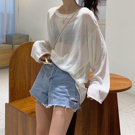 ラウンドネックシアートップス 5101-画像3-韓国ファッション通販POPREA［ポップリア］