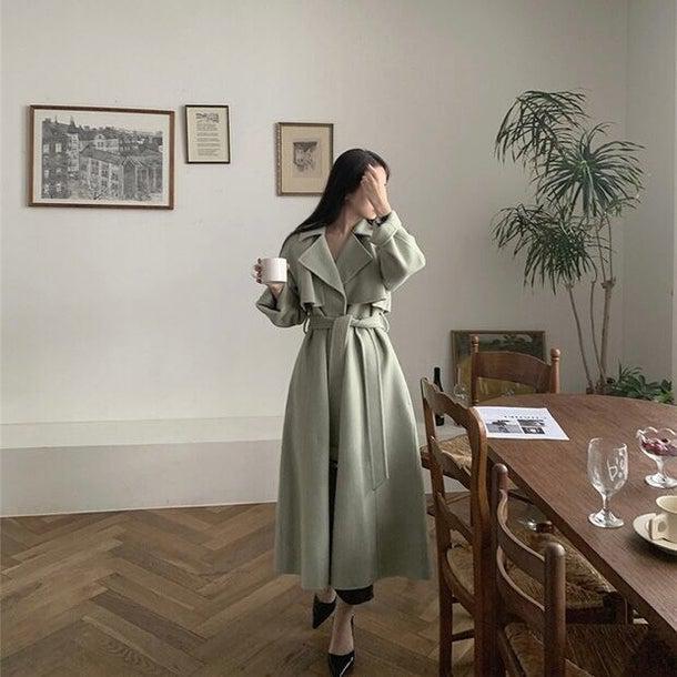 ラペルレディロングコート 4932-画像3-韓国ファッション通販POPREA［ポップリア］