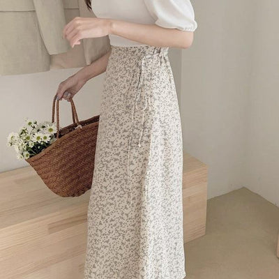 くすみフラワーミディスカート 5211-画像3-韓国ファッション通販POPREA［ポップリア］